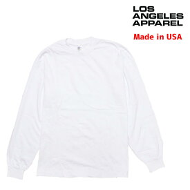 LOS ANGELES APPAREL ロサンゼルスアパレル / 無地 肉厚 6.5oz 長袖Tシャツ ロンTEE / Long Sleeve Garment Dye T-Shirt - WHITE / 1807GD 長袖Tシャツ アメアパ ロスアパ LAアパレル ホワイト 白 【s9】