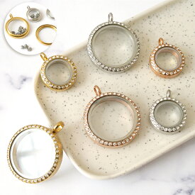 ステンレス製 【81. フローティングロケット ラインストーン付】金属アレルギー対応 パーツ チャーム