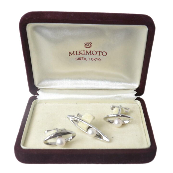 楽天市場】【中古】 MIKIMOTO ミキモト パール タイピン カフス セット  