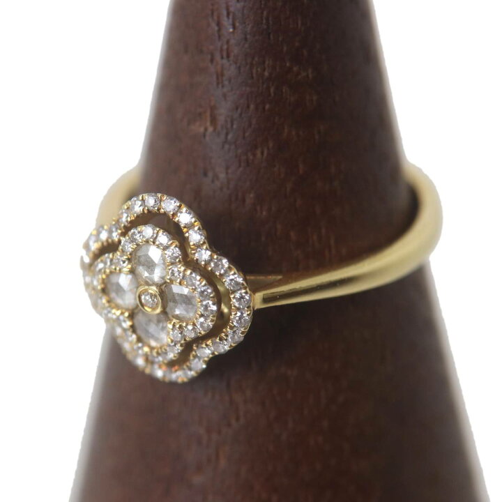 楽天市場】【中古】0.35ct フラワーモチーフ ダイヤリング 指輪 K18 18 