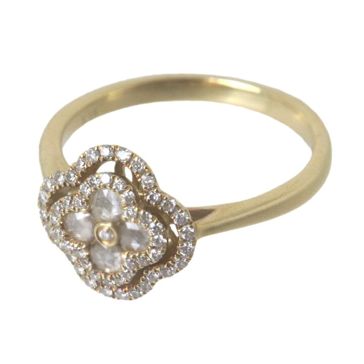楽天市場】【中古】0.35ct フラワーモチーフ ダイヤリング 指輪 K18 18 