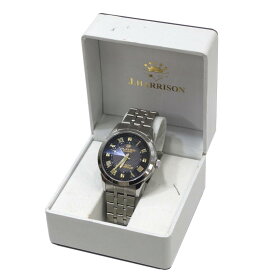 【中古】 J.HARRISON/ジョンハリソン メンズ ソーラー腕時計 シルバー×ブラック JH-082 専用箱 ES Bランク