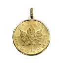 【中古】 K24/K18 メープルリーフ金貨 ペンダントトップ 純金 金貨1/2オンス 18金トップ枠 カナダ造幣局 1986年 イエ…