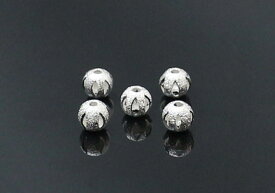 (6個入)anb-c-06si穴彫りビーズ-シルバー色（6mm）/アクセサリーパーツ】パーツ メタル バラ売りメール便発送可