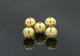 (6個入)anb-a-08g穴彫りビーズ-ゴールド色(8mm)/アクセサリーパーツ】パーツ メタル バラ売りメール便発送可