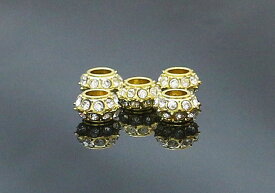 1個入　rosa-6gストーン付算盤ビーズ-ゴールド（6mm）パーツ メタル バラ売りメール便発送可