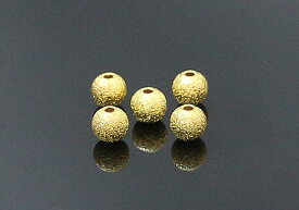 6個入　sim-05gつや消しビーズ-ゴールド色(5mm)/アクセサリーパーツパーツ メタル バラ売りメール便発送可