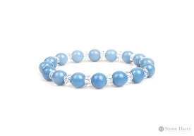 天然石カット水晶入りデザインブレスレット6mm(エンジェライト+カット水晶)【メール便発送可・ギフト対応OK】