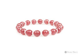 天然石カット水晶入りデザインブレスレット6mm(ストロベリークォーツ+カット水晶)【メール便発送可・ギフト対応OK】