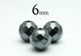 【粒売】ヘマタイト64面カット6mm丸玉【メール便発送可・ばら売り・卸価格】
