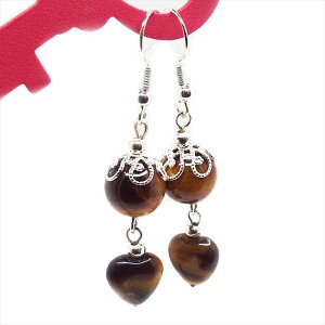 天然石 パワーストーン ピアス ハートを射抜く heart タイガーアイ アクセサリー