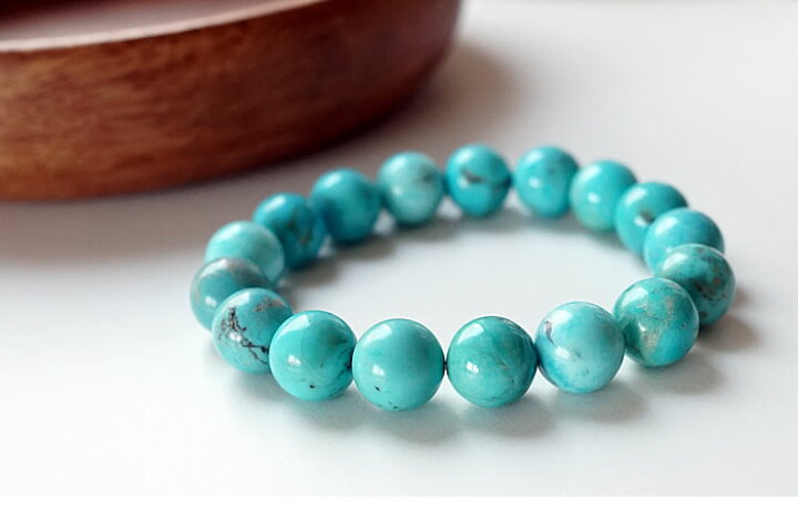 楽天市場】天然色ターコイズAAA（中国産）12mm 無染色 ブレスレット  