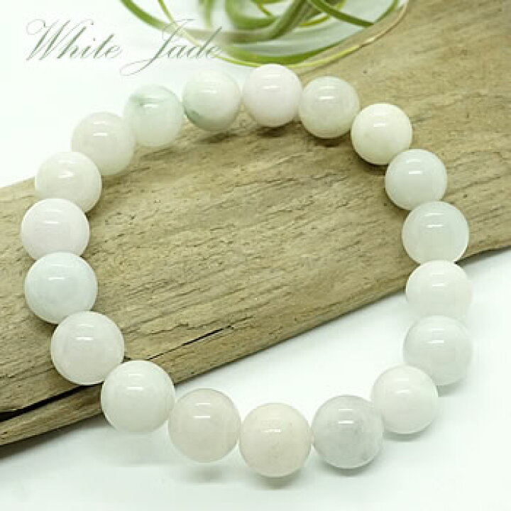 楽天市場】ミャンマー産 天然白翡翠AA 10mm ブレスレット 天然石  