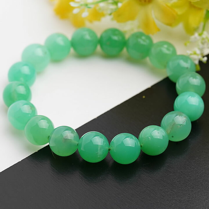 最上級クリソプレーズ 5Aグレード 13mm珠ブレスレット【特製桐  