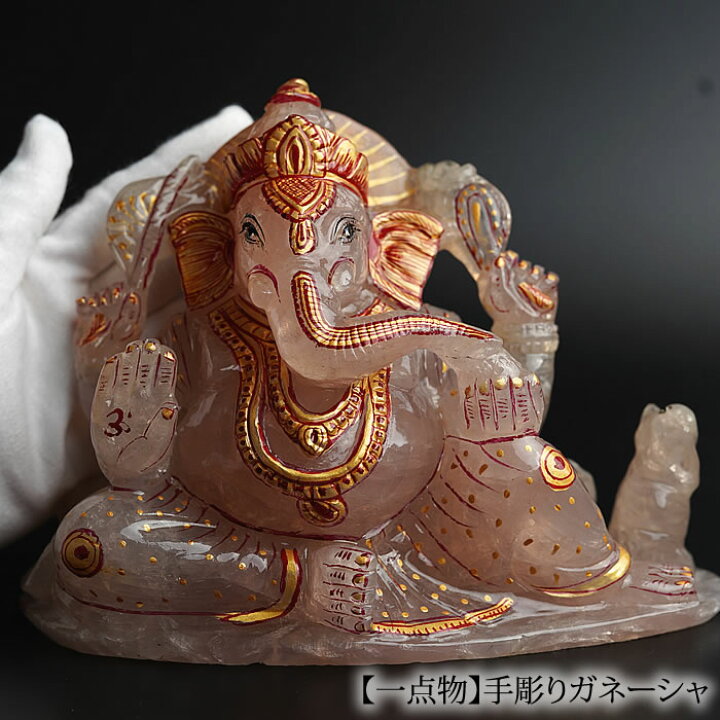 楽天市場】【一点物】【特大】ローズクォーツ ガネーシャ 天然石 