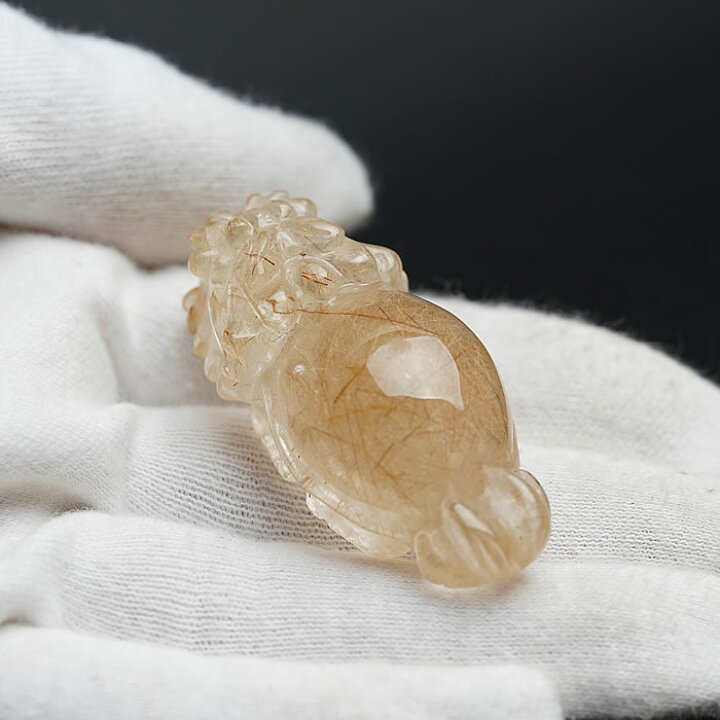 龍亀 天然石 一点物 高品質 風水アイテム ルチルクォーツ 龍亀 