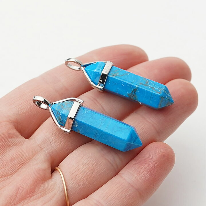 楽天市場】マグネサイトターコイズ ブルーカラー 両剣ポイント 
