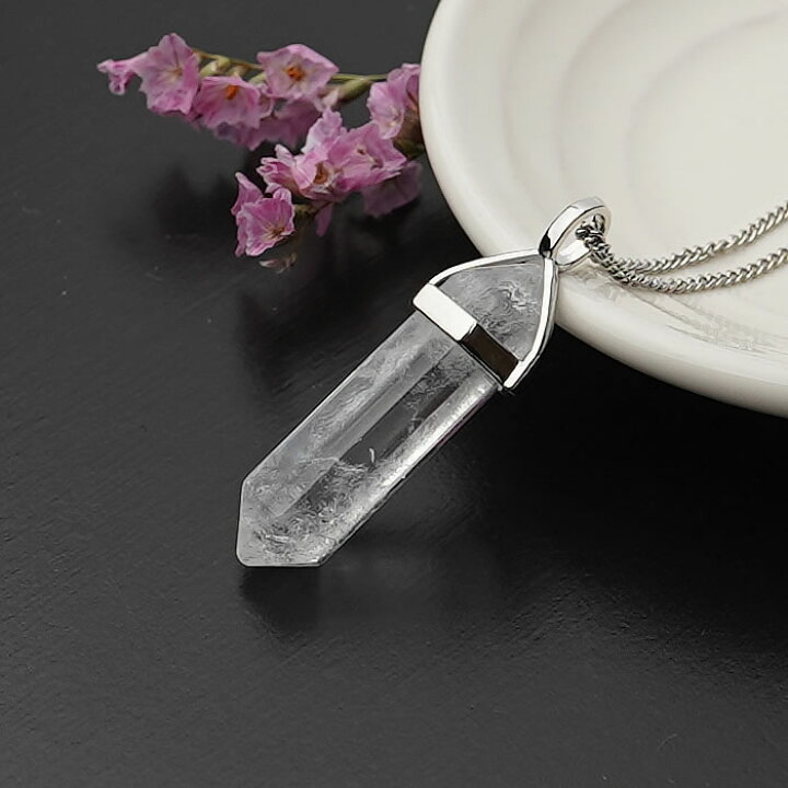 楽天市場】水晶 クリスタルクォーツ 天然水晶 両剣ポイント ペンダント  