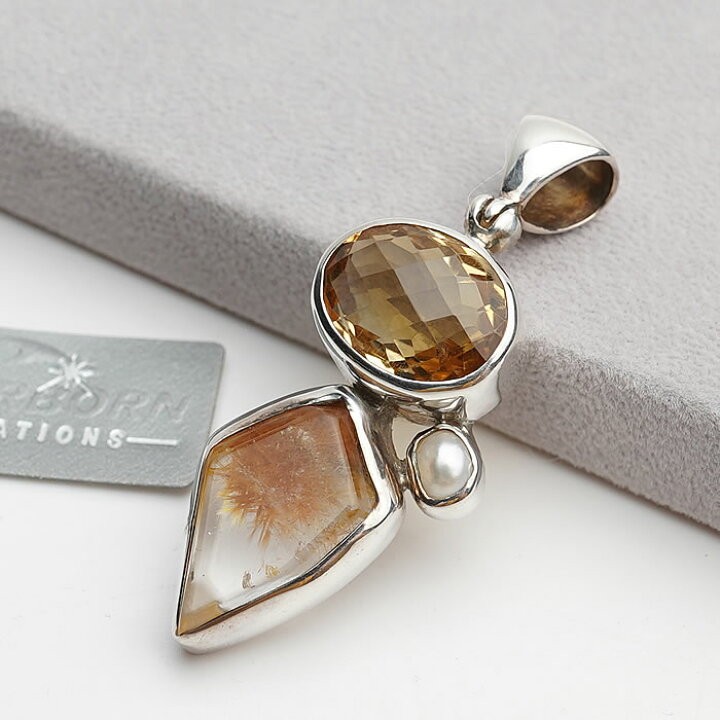 楽天市場】【一点物】シトリン パール ルチルクォーツ ペンダント  