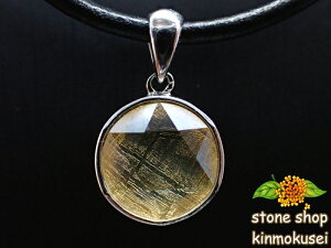 【ペンダントトップ】 メテオライト(鉄隕石) 丸型 イエローゴールド 約1.6g 【鑑別済み】 【一点物】