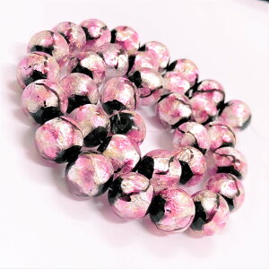 ホタルガラス 12mm 連売り ピンク 33粒 とんぼガラス とんぼ玉 蓄光 夜光タイプ 送料無料