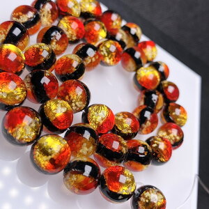 ケラマサンセット ホタルガラス 12mm 連売り 33粒 とんぼ玉 蓄光 夜光タイプ 送料無料