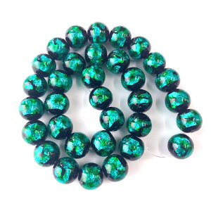 ホタルガラス エメラルドグリーン 12mm 連売り 33粒 とんぼガラス とんぼ玉 蓄光 夜光タイプ 送料無料