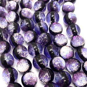 マリンパープル ホタルガラス 12mm 連売り 33粒 とんぼ玉 蓄光 夜光タイプ 送料無料