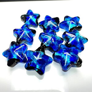 ホタルガラス 濃いブルー 16mm 10粒セット とんぼ玉 蓄光 夜光タイプ 送料無料