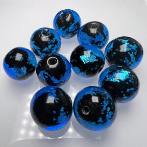 ホタルガラス ブルー 14mm 10粒セット とんぼ玉 蓄光 夜光タイプ 送料無料