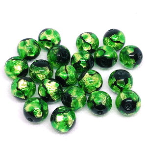 ホタルガラス グリーン 10mm 10粒セット とんぼ玉 蓄光 夜光タイプ 送料無料