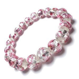 ホタルガラス 10mm ブレスレット クリアピンク とんぼガラス とんぼ玉 送料無料