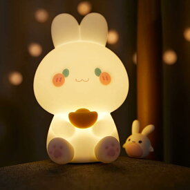 ベッドサイドランプ ナイトライト かわいいうさぎ USB充電式 タッチセンサー 暖光系 シリコン製 タイマー機能 枕元ライト(wu316)