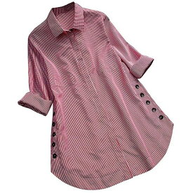 ブラウス シャツ レディース ロングトップス 大きいサイズ Tシャツ 長袖 シンプル ワイシャツ