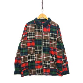 STUSSY ステューシー PATCHWORK ZIP UP LS SHIRT パッチワーク チェック ジップ 長袖シャツ プレイド サイズL 正規品 / 32143【中古】