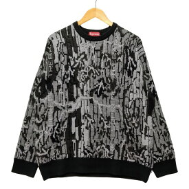 SUPREME シュプリーム Trebark Camo Sweater アクリル ニットセーター ブラック×グレー サイズL 正規品 / 34038【中古】