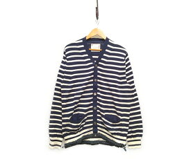 SACAI サカイ 品番 18-01642M ボーダー ニット カーディガン コットン ネイビー ホワイト サイズ3 正規品 / B3091【中古】