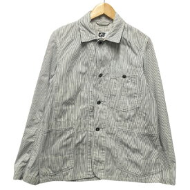 ENGINEERED GARMENTS エンジニアードガーメンツ ストライプ カバーオール ジャケット ホワイト×ネイビー サイズS 正規品 / 35274【中古】