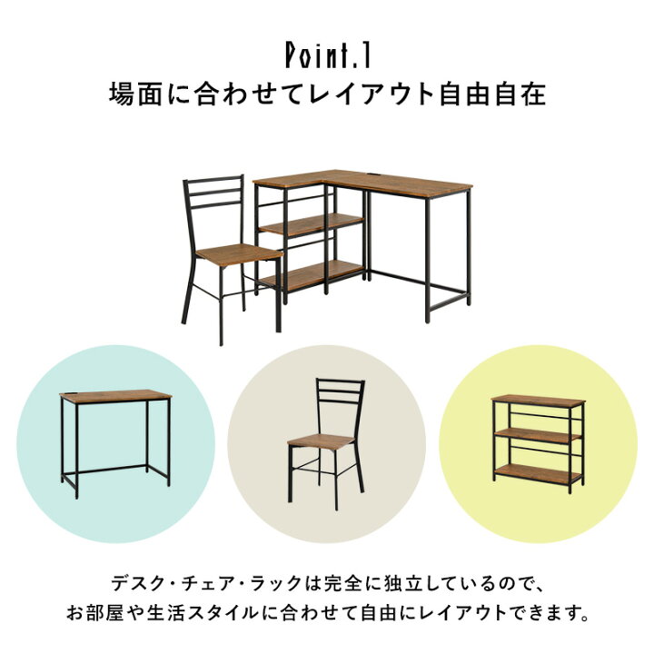 楽天市場】デスク チェア 3点セット パソコンデスク （ラック3段+ 