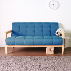 2人がけソファ レトロ ソファー 2人掛け 135×73×70(40)cm 木製 肘付き 脚付き 組立品 2人掛けソファ ふたりがけソファー 2人用ソファ 2人用ソファー 2人ソファ 2人ソファー 二人ソファ ブルー