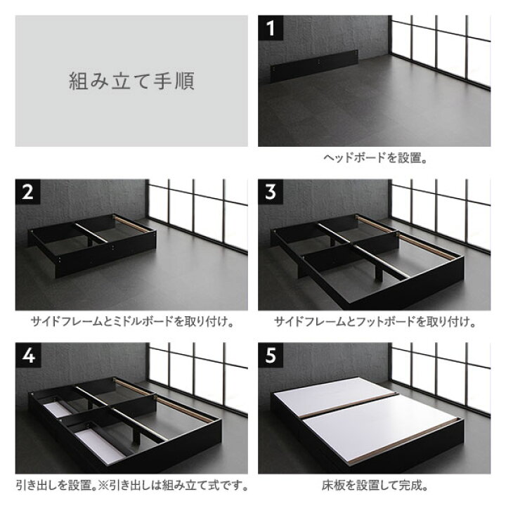 楽天市場】ダブルベッド ヘッドレス ベッド ダブル 収納付き ベッド 