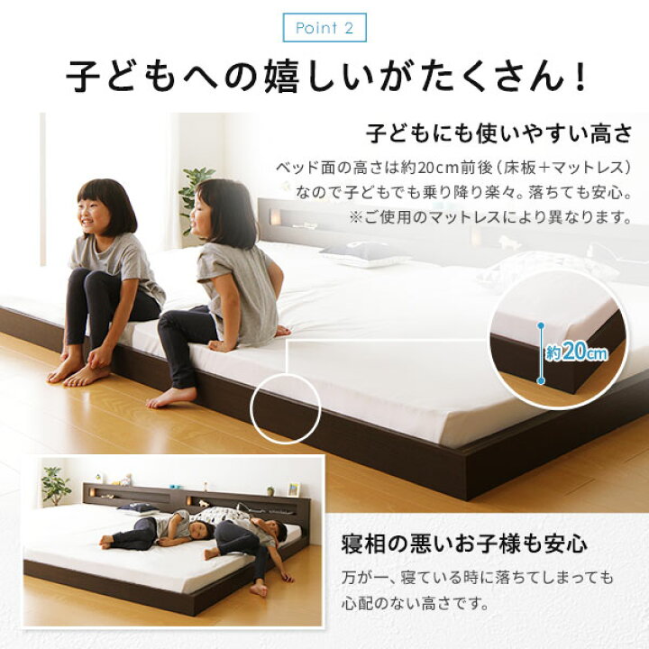 楽天市場】ローベッド ダブル ベッドフレームのみ マットレス別売り 