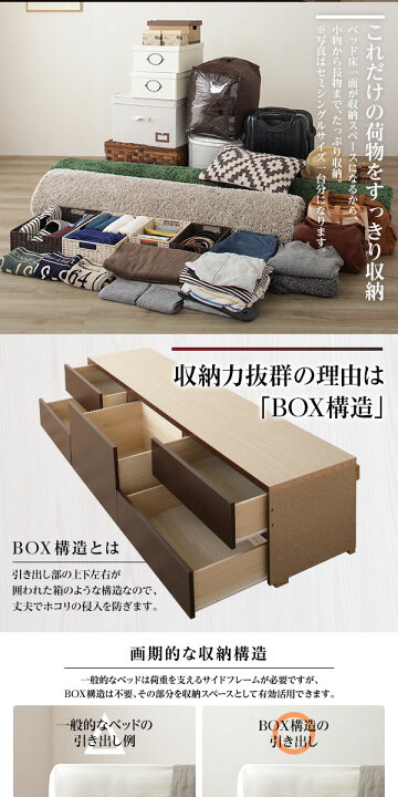 楽天市場】お客様組立 収納付きベッド シングル アイボリー 日本製 
