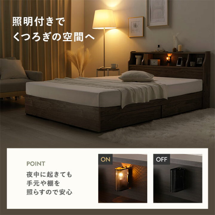 楽天市場】収納付きベッド ダブル ベッドフレームのみ マットレスなし 