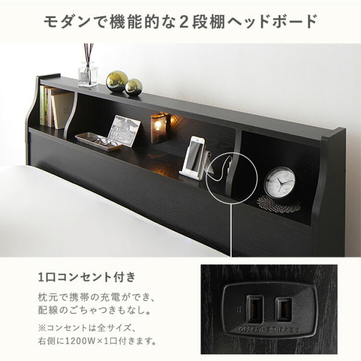 楽天市場】収納付きベッド ダブル ベッドフレームのみ マットレスなし 