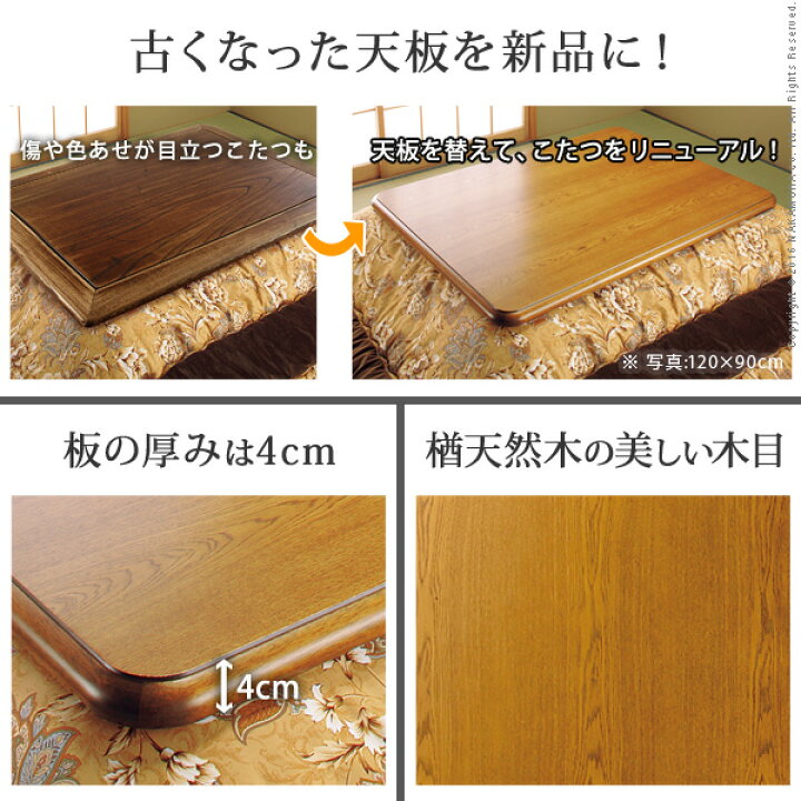 楽天市場】こたつ 天板 日本製 こたつ 天板のみ 長方形 家具調 楢 