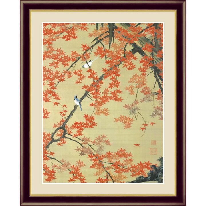 楽天市場】伊藤若冲 紅葉小禽図 42×34cm 日本画 いとう じゃくちゅう 