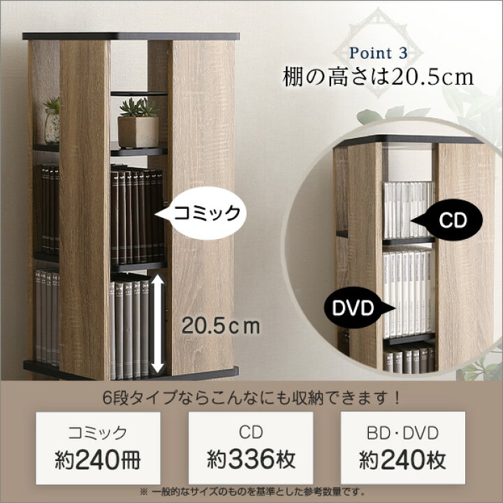 楽天市場】ヴィンテージ 回転式本棚 6段 回転本棚 回転ブックラック 