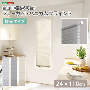 フリーカット ハニカムブラインド 24×110cm (採光タイプ) ハニカムシェード つっぱりDIY 小窓 保温 スリット窓 リフォーム 断熱 フリーカット 幅詰め 目隠し 冷気遮断 賃貸 軽量 (突っ張り