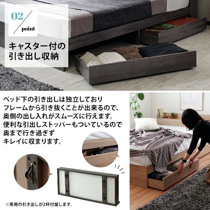 楽天市場】シングルベッド グレーポケットコイルマットレス付き しん  